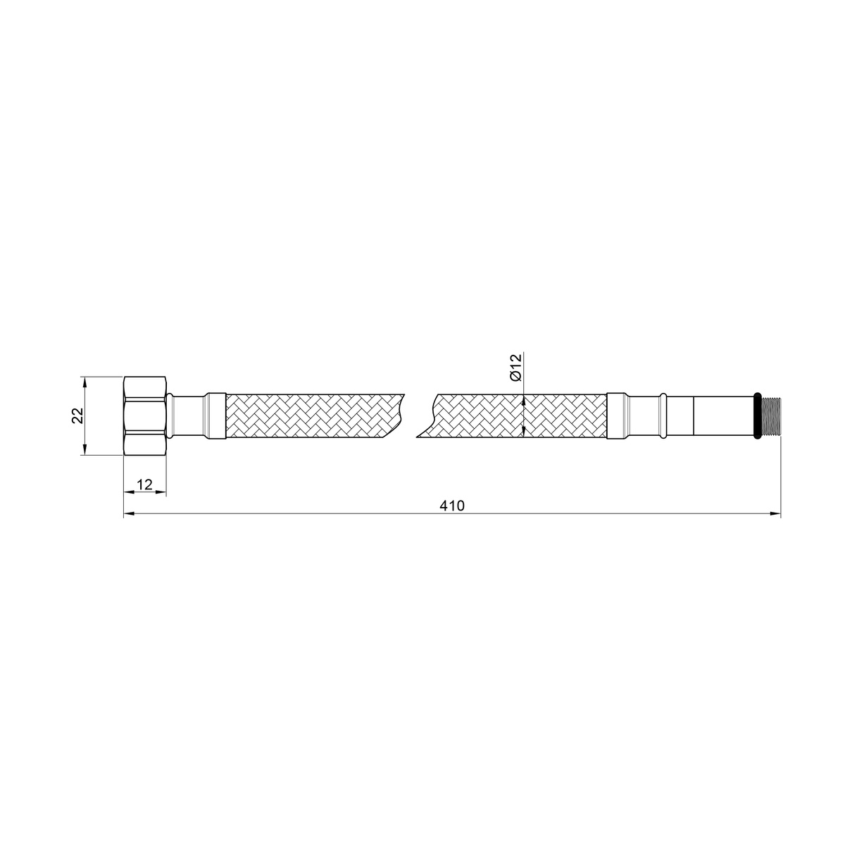 Шланг водяной для подключения SANDIPLUS нр-вн M10x1/2" 40 см нержавеющая оплетка SD396W40