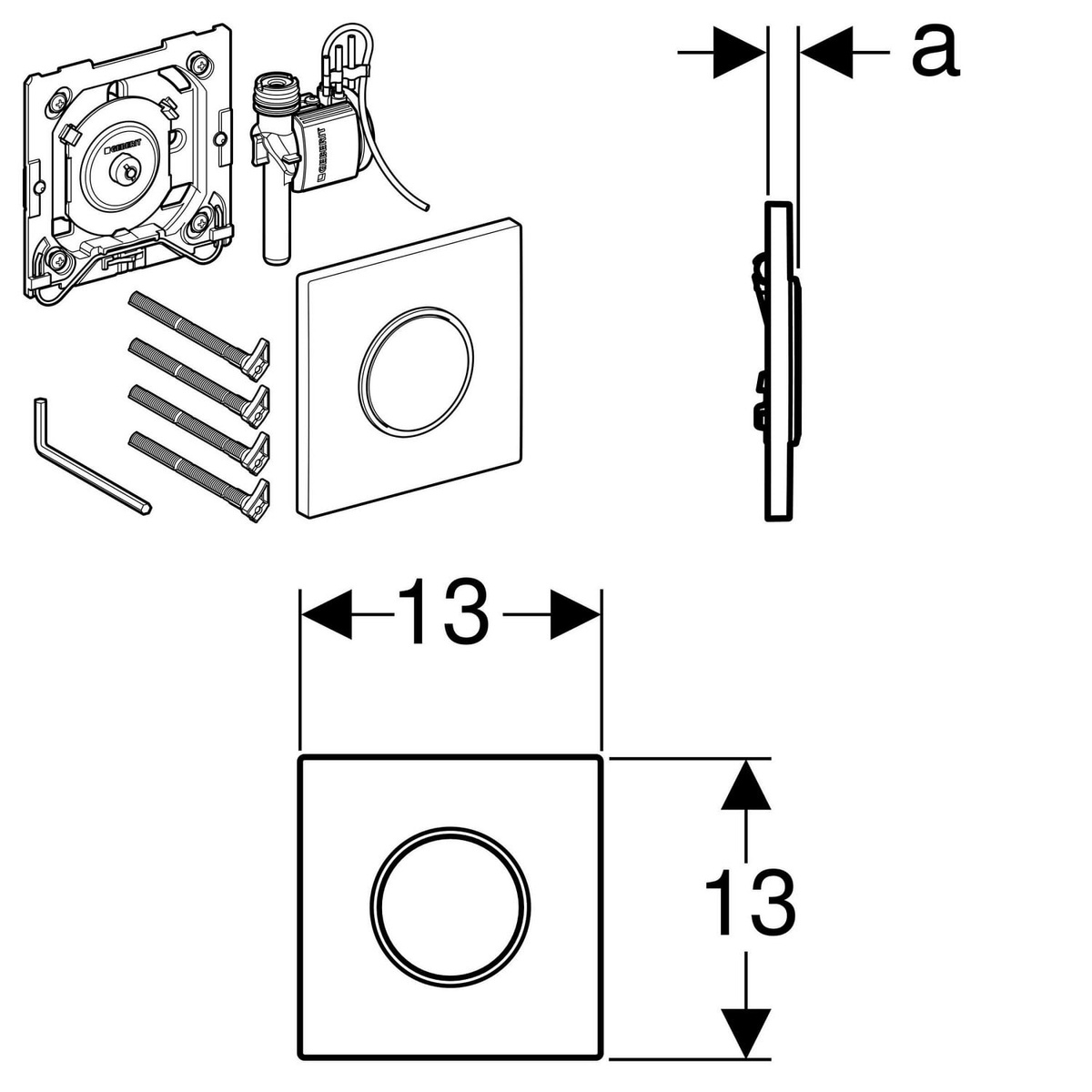 Кнопка зливу для інсталяції GEBERIT Type01 пластикова пневматична одинарна матована хром 116.011.46.5