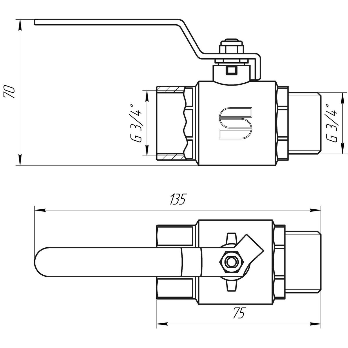 Кран шаровой SELBA SL1505 3/4" вн-нр PN40бар 000009630