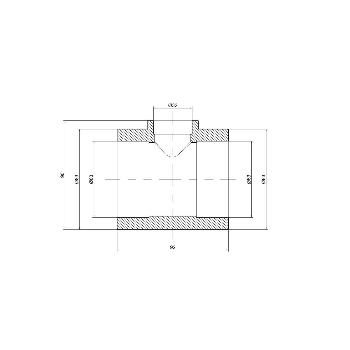 Тройник ALFA PLAST PPR пайка 63x32x63 мм APRETE6332X