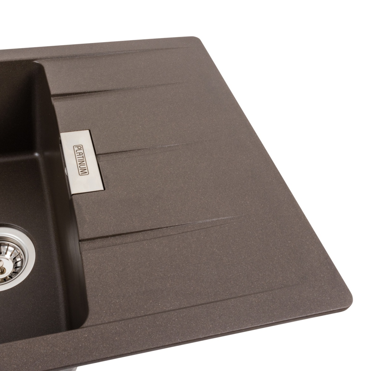 Мойка для кухни гранитная прямоугольная PLATINUM 7850 ROMA 780x500x200мм с сифоном коричневая PLS-A39671