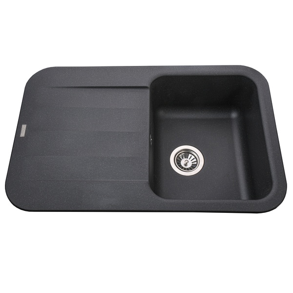 Мийка на кухню гранітна прямокутна GLOBUS LUX OBER А0002 780x500мм чорна без сифону 000022430