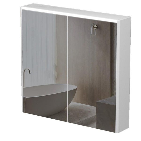 Шкафчик подвесной с зеркалом в ванную AQUARIUS Milano 80x75x15см c подсветкой белый AQ-U1665196089