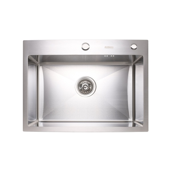 Мийка для кухні із нержавіючої сталі прямокутна PLATINUM Handmade 600x450x220мм матова 1.5мм із сифоном PLS-A32266