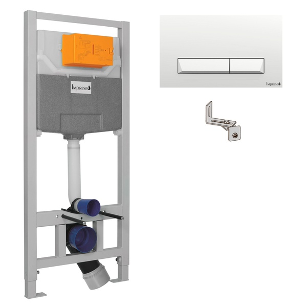 Система інсталяції для унітазу IMPRESE з кнопкою біла глянец i8109