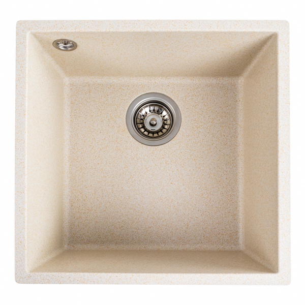 Мийка для кухні гранітна квадратна PLATINUM 4040 RUBA 440x440x200мм без сифону бежева PLS-A40841