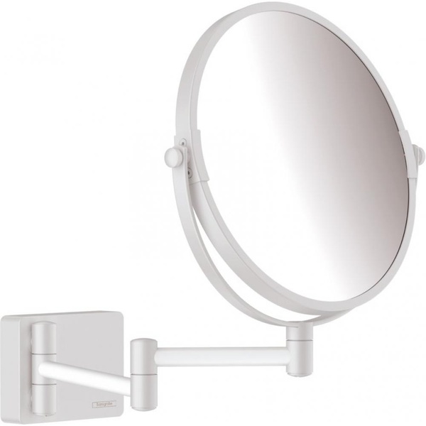 Косметическое зеркало HANSGROHE AddStoris круглое подвесное металлическое белое 41791700