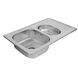 Мийка для кухні із нержавіючої сталі прямокутна PLATINUM 7850D САТИН 780x500x180мм матова 0.8мм на півтори чаші із сифоном PLS-A530 2 з 5
