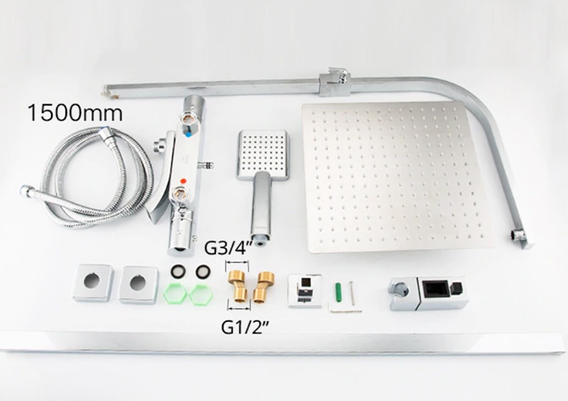 Душова система із термостатом GAPPO із верхнім душем та виливом латунна хром G2407-40