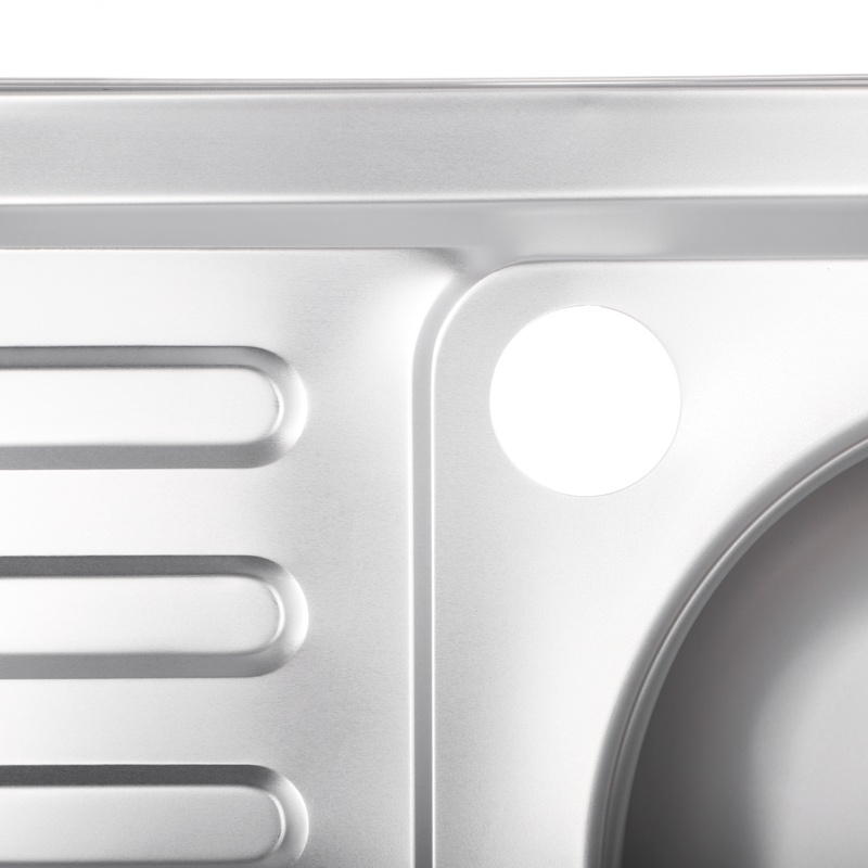Мийка для кухні із нержавіючої сталі прямокутна накладна ZERIX Z8050R-04-160E 800x500x160мм матова 0.4мм без сифону ZS0597