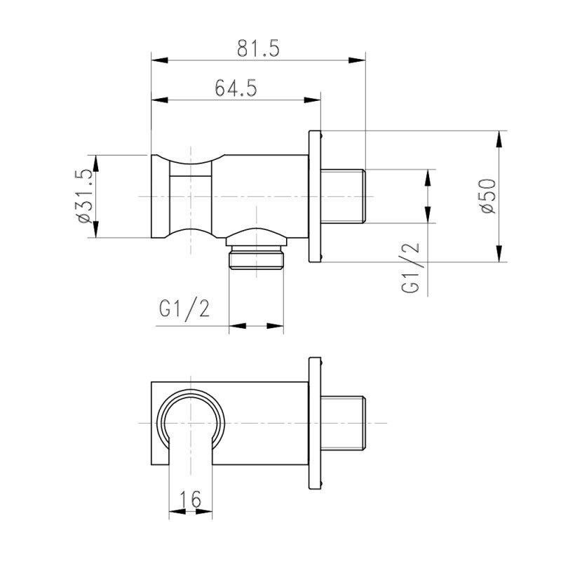 Шланговое подсоединение с держателем для лейки Q-TAP латунь хром QTCRMBH030