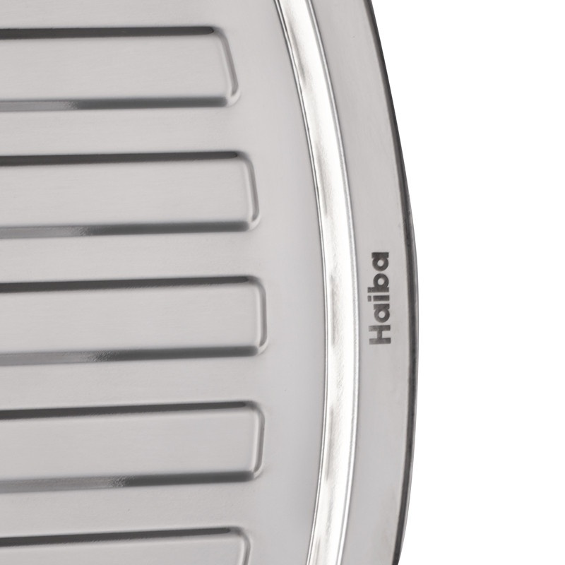 Мийка для кухні із нержавіючої сталі овальна HAIBA Рolish 630x490x180мм глянцева 0.8мм із сифоном HB0551