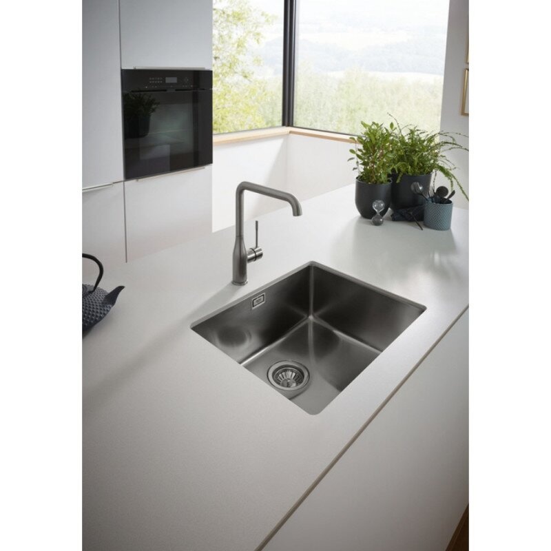 Кухонная мойка металлическая прямоугольная GROHE K700 540мм x 440мм серый 1мм с сифоном 31574AL0