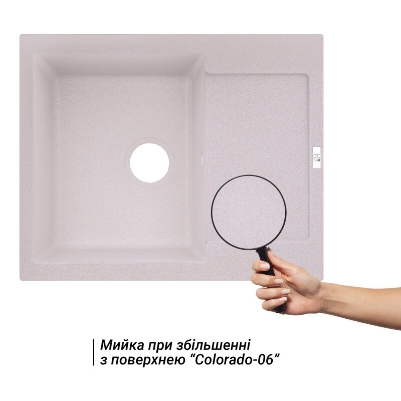 Кухонная мойка керамогранитная прямоугольная LIDZ COL-06 498мм x 615мм бежевый без сифона LIDZCOL06625500200