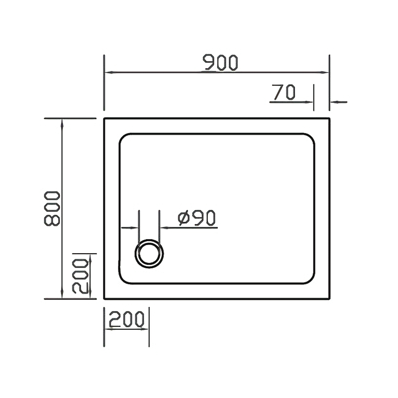 Піддон для душової кабіни EGER SMC 599-9080S 90x80x3.5см прямокутний композитний без сифону білий