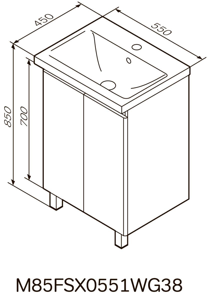Тумба с умывальником для ванной AM.PM X-Joy 55x85x45см напольная белый M85-FSX0551-WC0551WG38