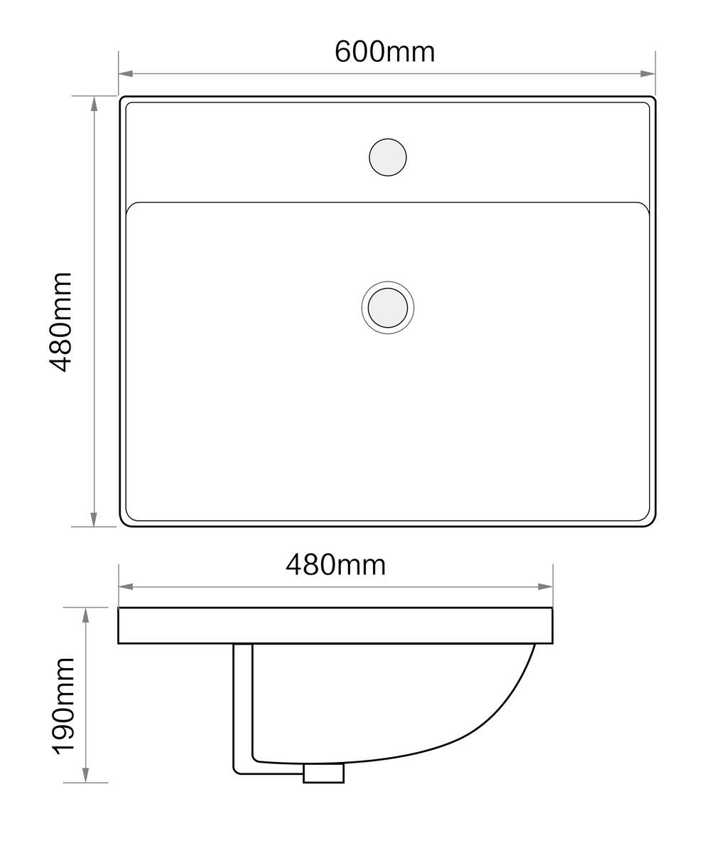 Умывальник мебельный MIXXUS Style 600x480x190мм прямоугольный белый MP6498