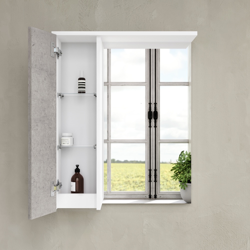 Шкафчик с зеркалом для ванной AM.PM GEM S 60x72x16.7см c подсветкой серый M91MPL0601BF38