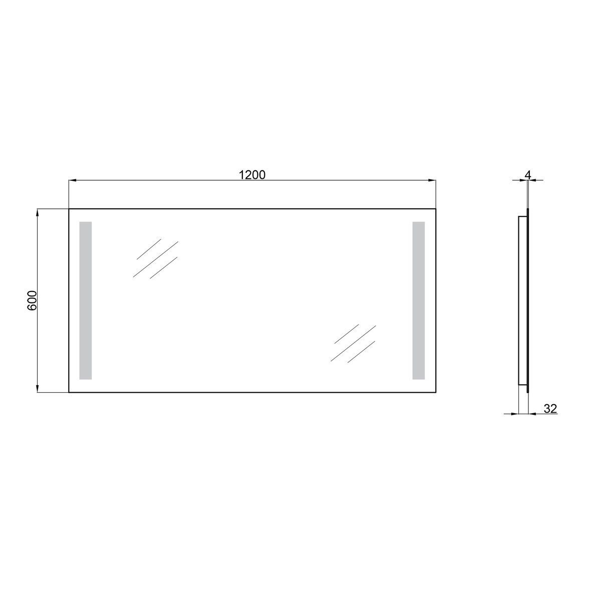 Зеркало прямоугольное в ванную Q-TAP Mideya 60см x 120см c подсветкой QT20783502W