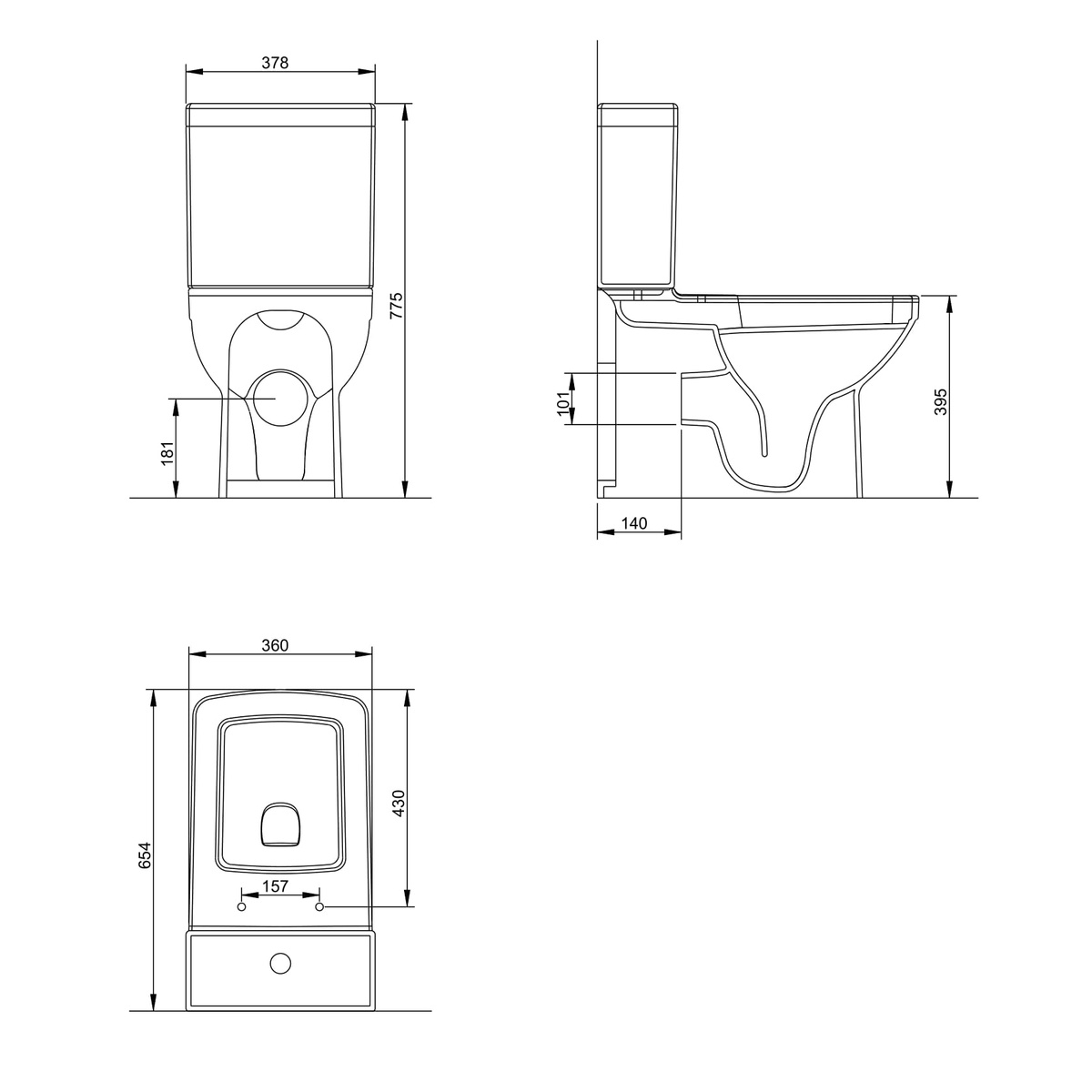 Унитаз-компакт напольный белый VOLLE LARIOS сиденье микролифт выпуск в стену 13-27-384