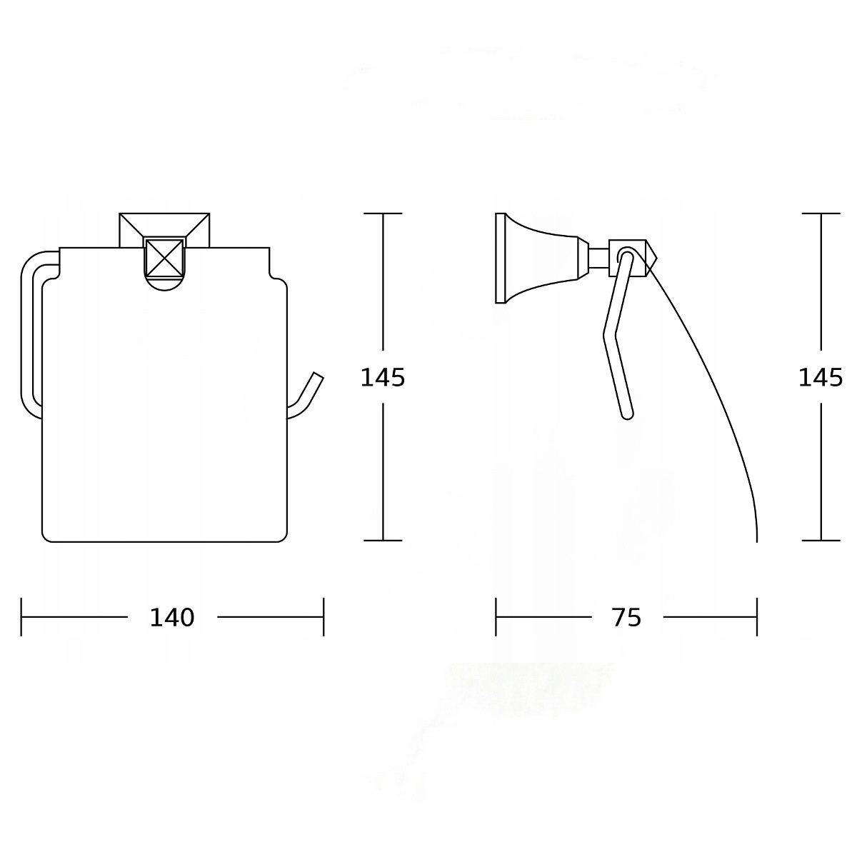 Держатель для туалетной бумаги с крышкой MEXEN DALIA прямоугольный металлический черный MEX-7017333-70