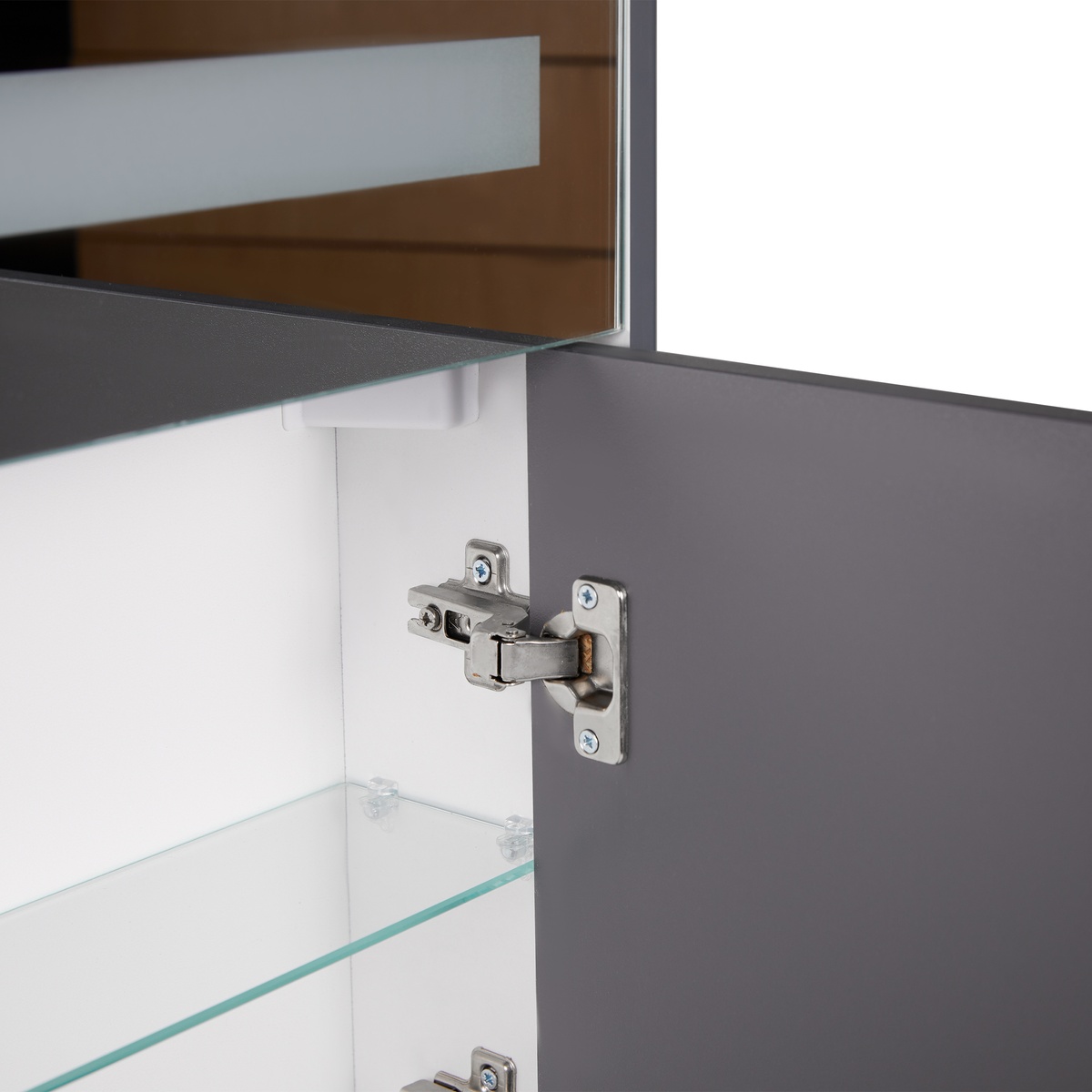 Шкафчик с зеркалом в ванную Q-TAP Robin 70x73x14.5см c подсветкой серый QT1377ZP7002G