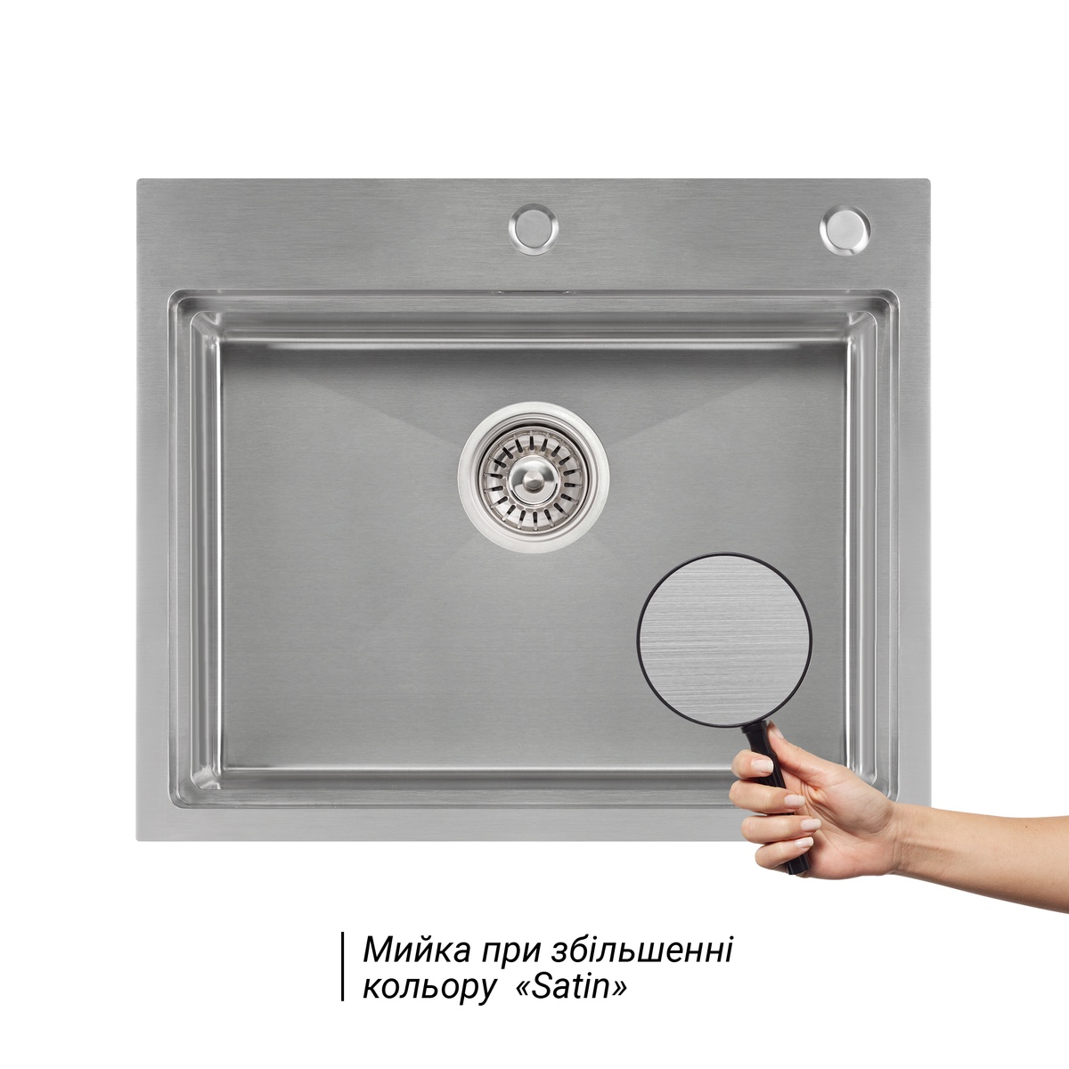 Кухонна мийка металева прямокутна врізна під стільницю Q-TAP 500мм x 600мм матова 3мм із сифоном QTDH6050SET3012