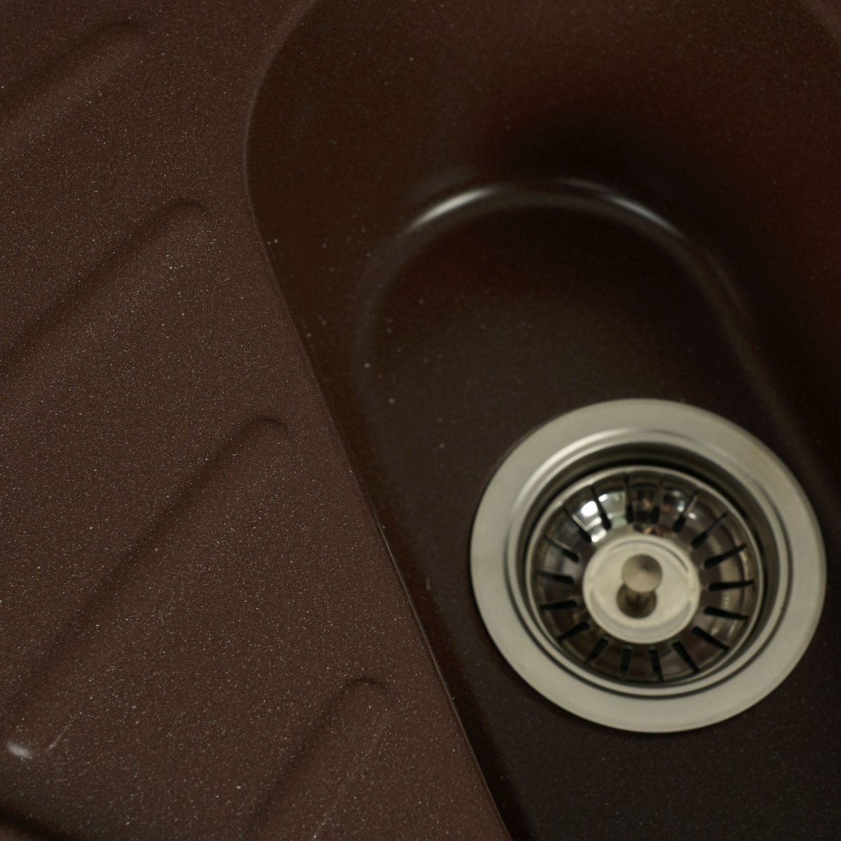 Мийка для кухні гранітна кутова PLATINUM 9250UW LARGO 920x500x180мм без сифону на півтори чаші коричнева PLS-A24912