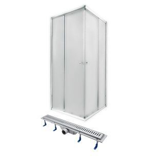 Кабина для душа Q-TAP квадратная двухдверная без поддона Gemini 90x90x185см матовый витраж 5 мм профиль хром QTDRYFA304700PRECRM1099SP5