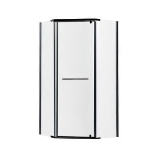 Кабина для душа LIDZ пятиугольная без поддона Dozorca 92x92x190см прозрачный витраж 6мм профиль черный LDSC9090BLALOWTR2