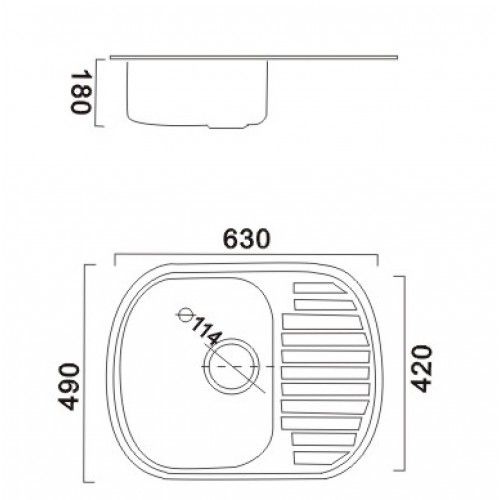 Мийка на кухню сталева овальна HAIBA 490мм x 630мм матова 0.8мм із сифоном HB0552