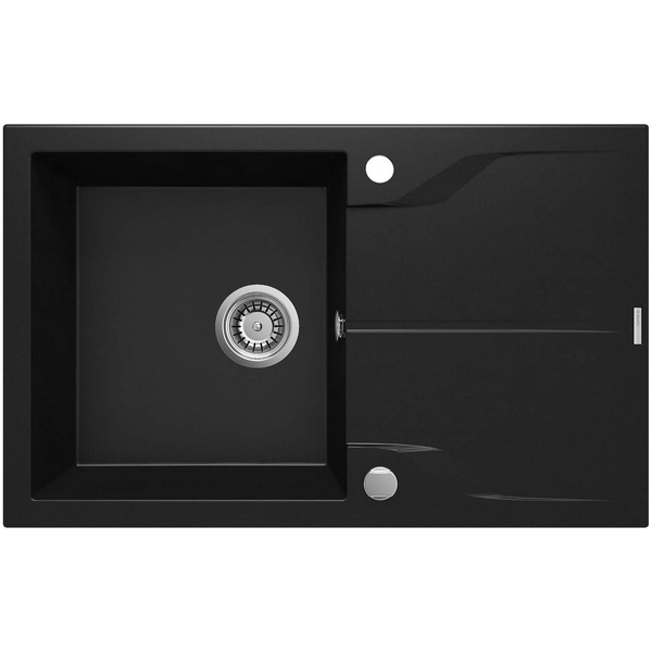Мийка для кухні гранітна прямокутна DEANTE Andante 780x490x194мм із сифоном чорна ZQN_N113