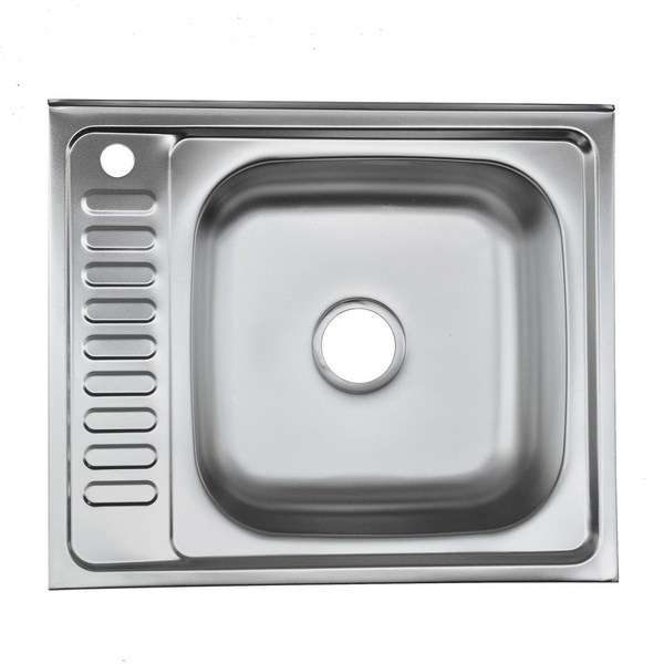 Мийка для кухні із нержавіючої сталі прямокутна накладна PLATINUM 6050 R ПОЛИРОВКА 600x500x160мм глянцева 0.7мм без сифону PLS-A383