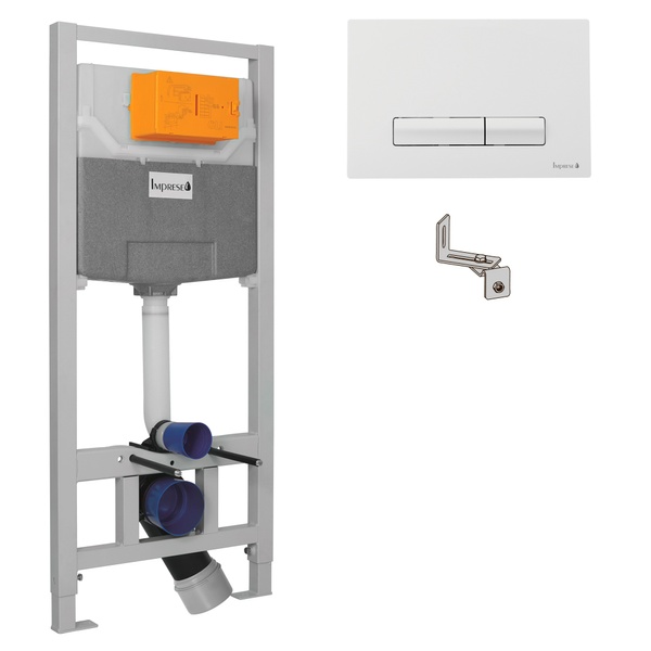 Система інсталяції для унітазу IMPRESE з кнопкою біла глянец i9109