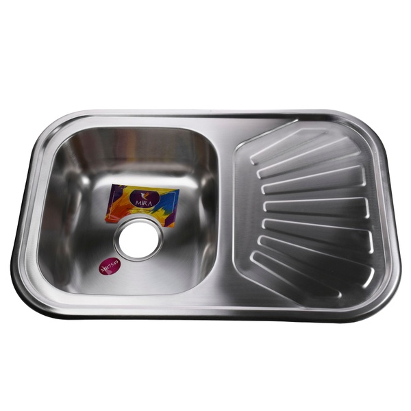 Кухонна мийка металева прямокутна MIRA 490мм x 750мм матова 0.8мм із сифоном 000019868