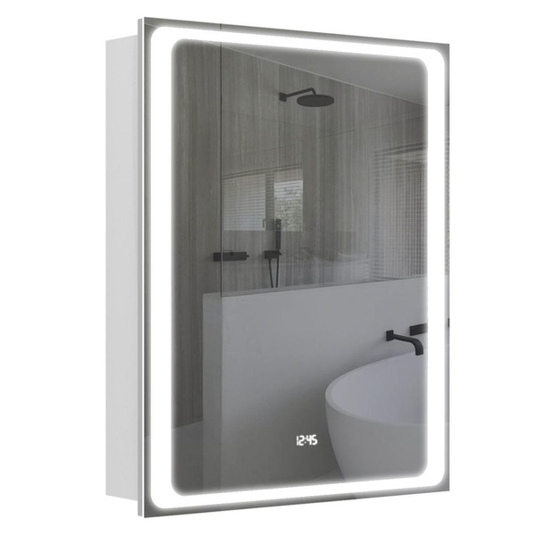 Шафка підвісна із дзеркалом у ванну AQUARIUS Modena 60x75x15см із підсвіткою біла AQ-U1665196090