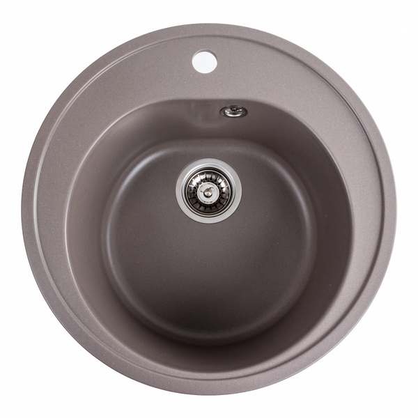 Мийка для кухні гранітна кругла PLATINUM 510 LUNA 510x510x190мм без сифону коричнева PLS-A40812