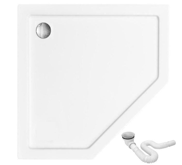 Піддон для душової кабіни REA DIAMOND REA-K6522 90x90x5см п'ятикутний акриловий із сифоном білий