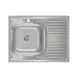 Кухонна мийка металева прямокутна накладна LIDZ 600мм x 800мм матова 0.6мм із сифоном LIDZ6080L06SAT 1 з 2