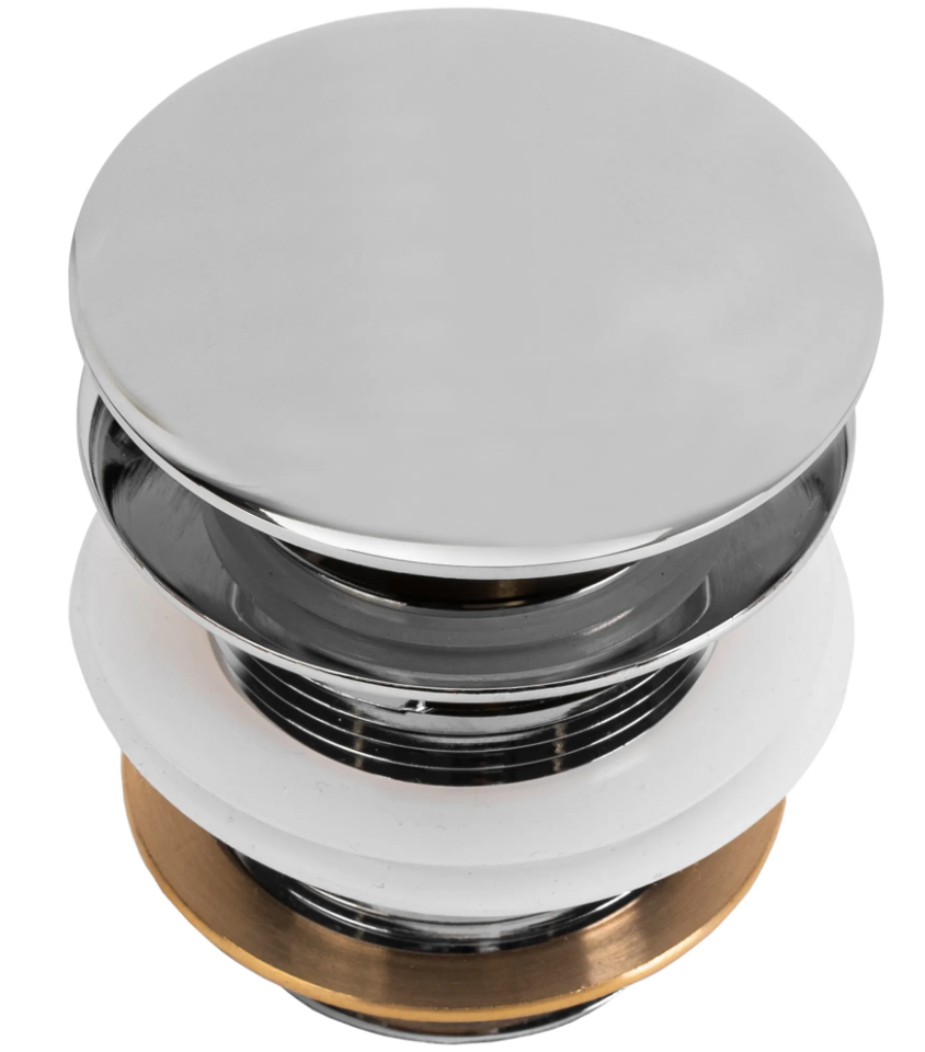 Донний клапан натискний для ванни REA 70мм із переливом латунь 1 1/2" глянцевий хром REA-W2007