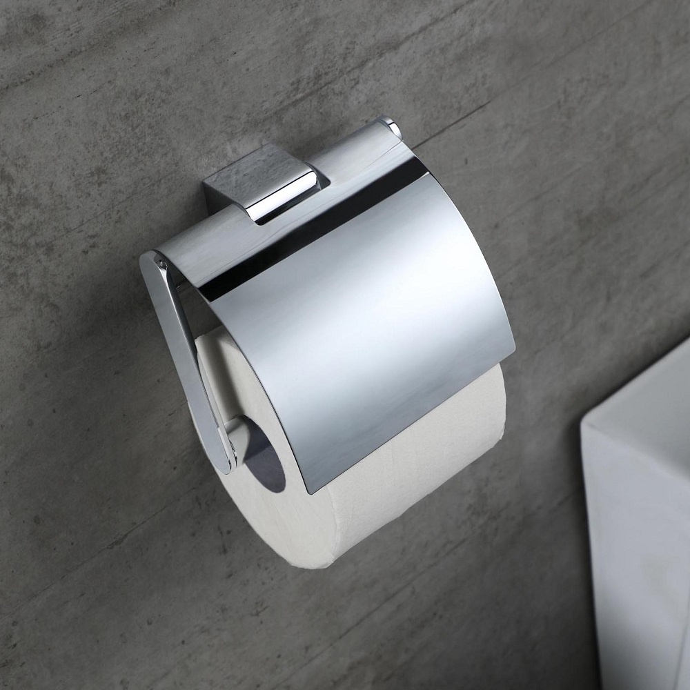 Держатель для туалетной бумаги с крышкой LANGBERGER CICLE прямоугольный из нержавеющей стали хром 2129041A