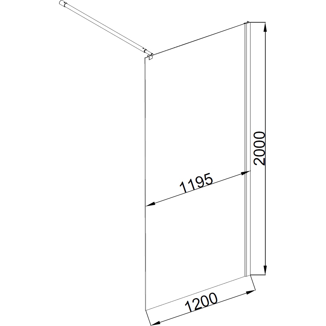 Стінка скляна для душу із тримачем 200x120см BRAVO LEGA 120BТ скло прозоре 8мм 000026941