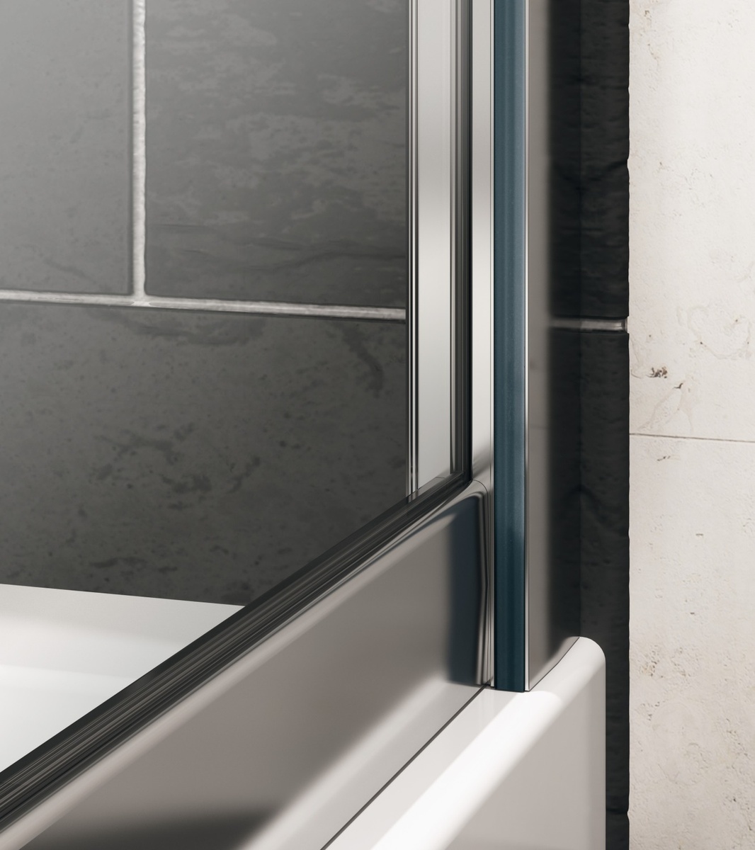 Двері скляні для душової ніші універсальні розпашні HUPPE X1 190x90см прозоре скло 6мм профіль хром 140703.069.321