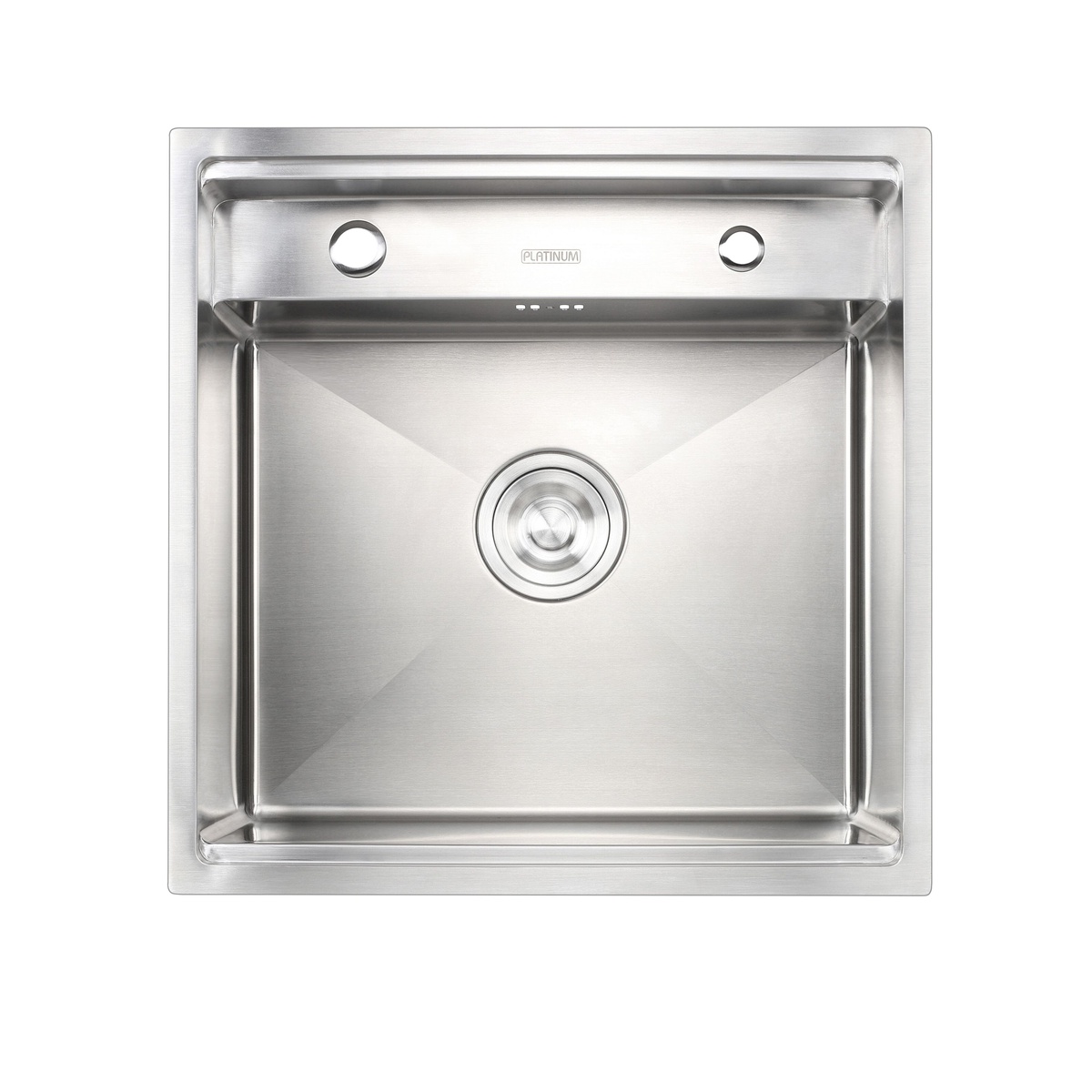 Мийка для кухні із нержавіючої сталі квадратна PLATINUM Handmade 500x500x220мм матова 1.5мм із сифоном, змішувачем та дозатором у комплекті PLS-A32534