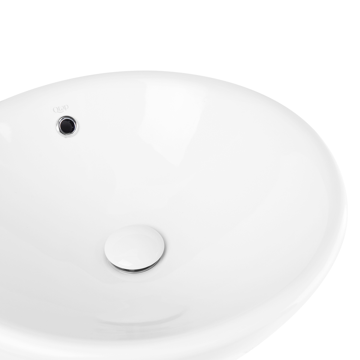 Умывальник накладной на столешницу в ванную 405мм x 405мм Q-TAP Robin белый круглая QT1311A004W