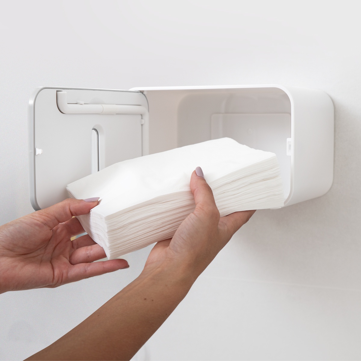 Держатель для туалетной бумаги с крышкой с полкой MVM округлый пластиковый серый BP-15 white/gray