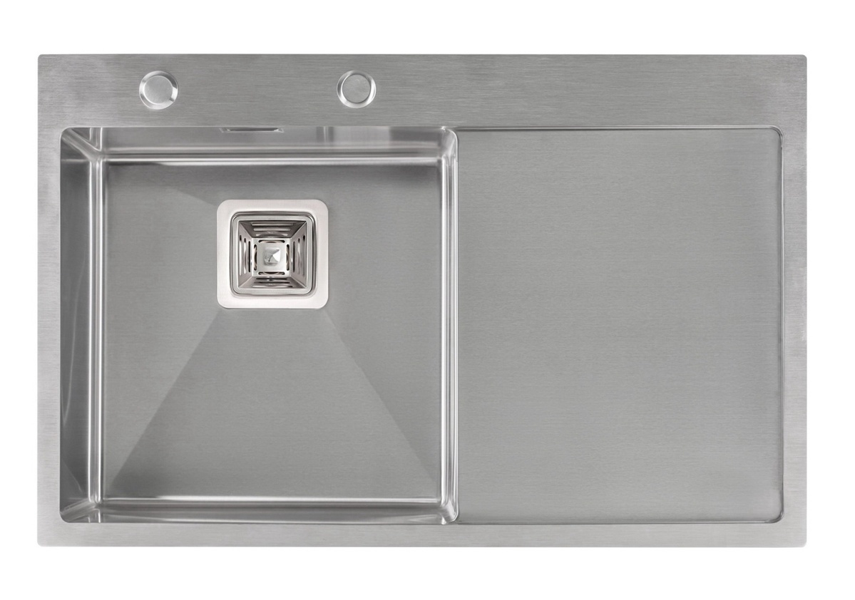 Кухонна мийка металева прямокутна врізна під стільницю Q-TAP 500мм x 780мм матова 3мм із сифоном QTDK7850LSET3012
