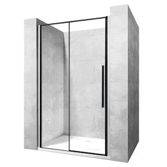 Дверь стеклянная для душевой ниши раздвижная двухсекционная REA SOLAR BLACK 130 130x195см прозрачное стекло 6мм профиль черный REA-K6358
