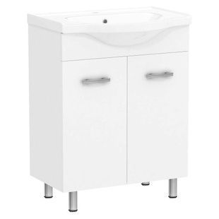 Тумба с умывальником ROZZY JENORI LOTUS-L 62x70x32.8см напольная белая RJFU007-0165WHSET(RJFU007-0165WH+RZJ201)