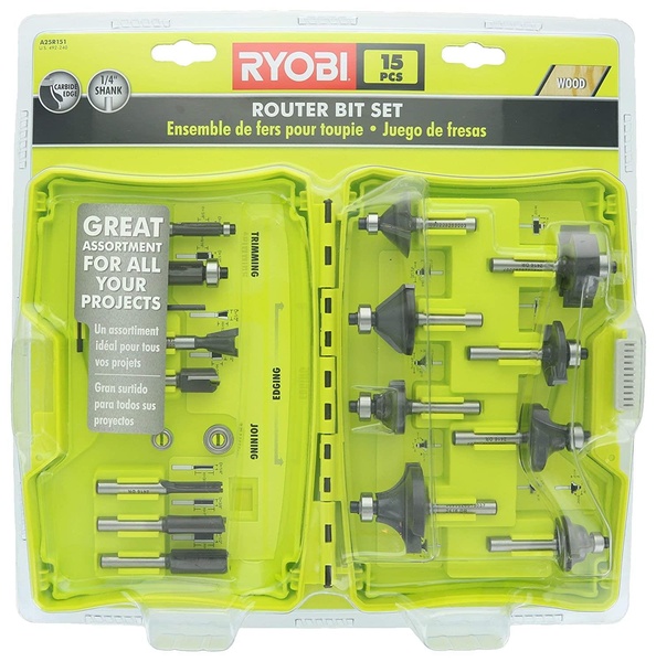 Фрезы Ryobi RAKRBS15, набор 15шт, хвостовик 6мм